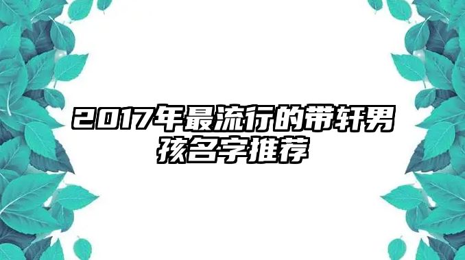 2017年最流行的带轩男孩名字推荐