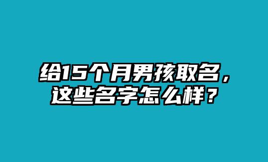 给15个月男孩取名，这些名字怎么样？