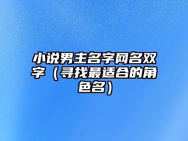 小说男主名字网名双字（寻找最适合的角色名）