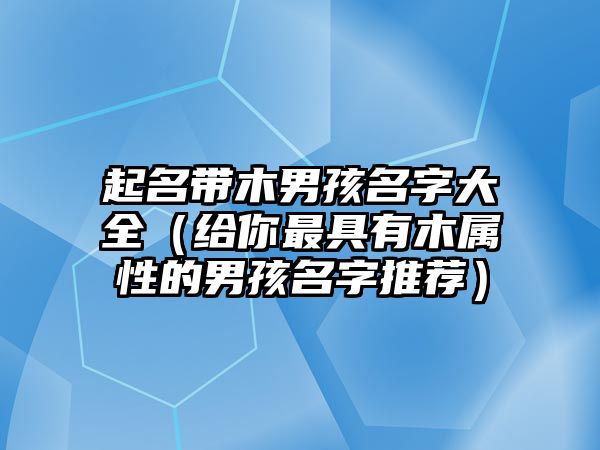 起名带木男孩名字大全（给你最具有木属性的男孩名字推荐）