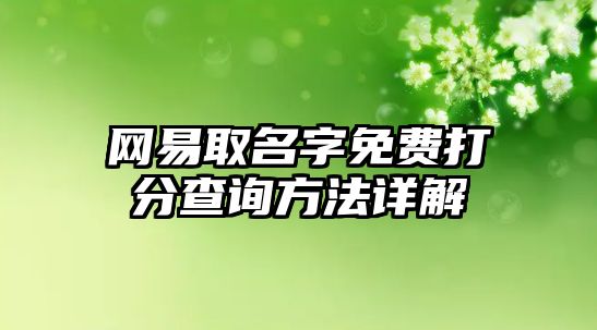 网易取名字免费打分查询方法详解