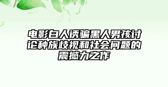 电影白人诱骗黑人男孩讨论种族歧视和社会问题的震撼力之作