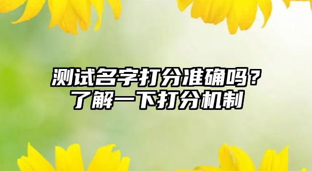 测试名字打分准确吗？了解一下打分机制