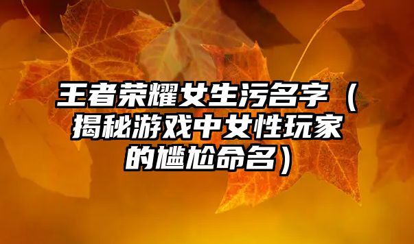 王者荣耀女生污名字（揭秘游戏中女性玩家的尴尬命名）