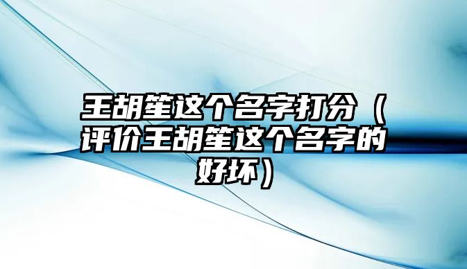 王胡笙这个名字打分（评价王胡笙这个名字的好坏）