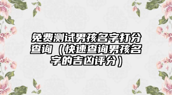 免费测试男孩名字打分查询（快速查询男孩名字的吉凶评分）