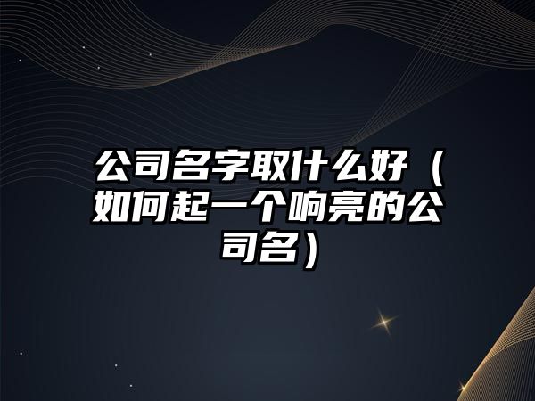 公司名字取什么好（如何起一个响亮的公司名）