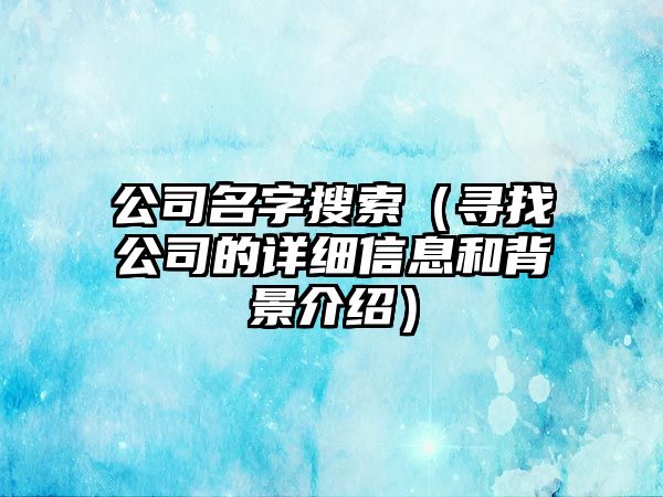 公司名字搜索（寻找公司的详细信息和背景介绍）