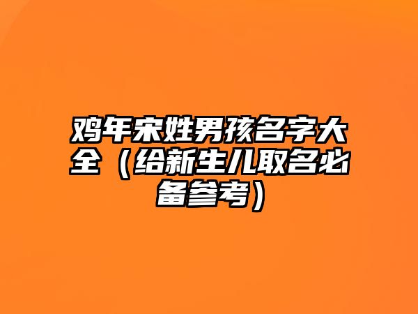 鸡年宋姓男孩名字大全（给新生儿取名必备参考）