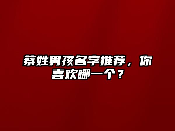 蔡姓男孩名字推荐，你喜欢哪一个？