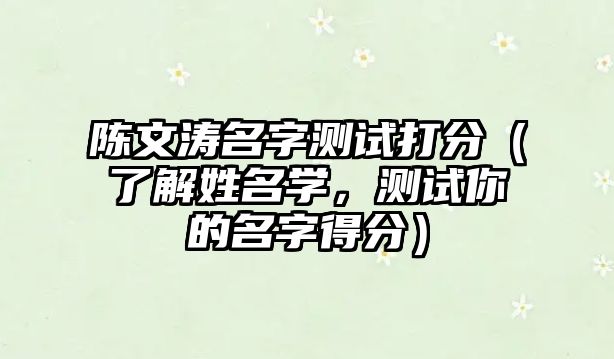 陈文涛名字测试打分（了解姓名学，测试你的名字得分）