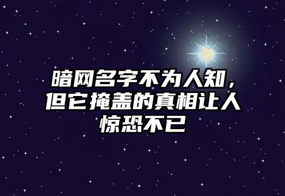 暗网名字不为人知，但它掩盖的真相让人惊恐不已