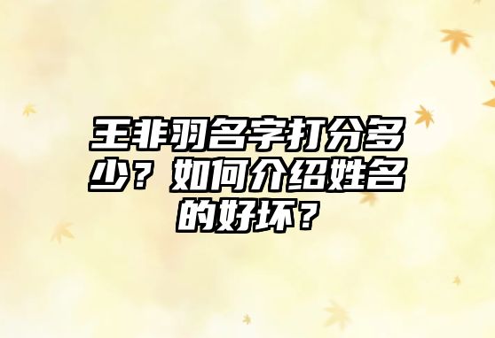 王非羽名字打分多少？如何介绍姓名的好坏？