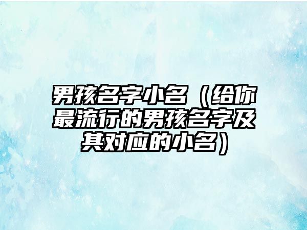 男孩名字小名（给你最流行的男孩名字及其对应的小名）