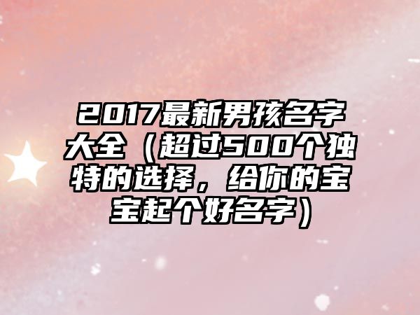 2017最新男孩名字大全（超过500个独特的选择，给你的宝宝起个好名字）