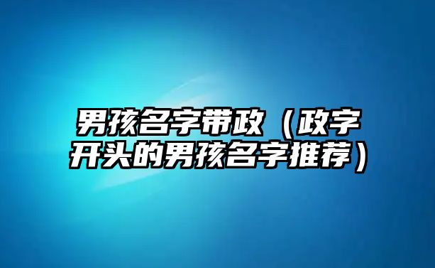 男孩名字带政（政字开头的男孩名字推荐）