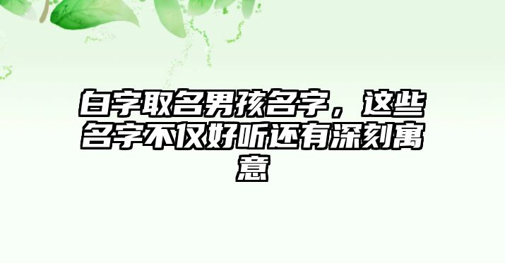 白字取名男孩名字，这些名字不仅好听还有深刻寓意