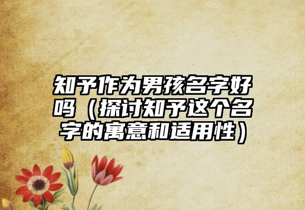 知予作为男孩名字好吗（探讨知予这个名字的寓意和适用性）