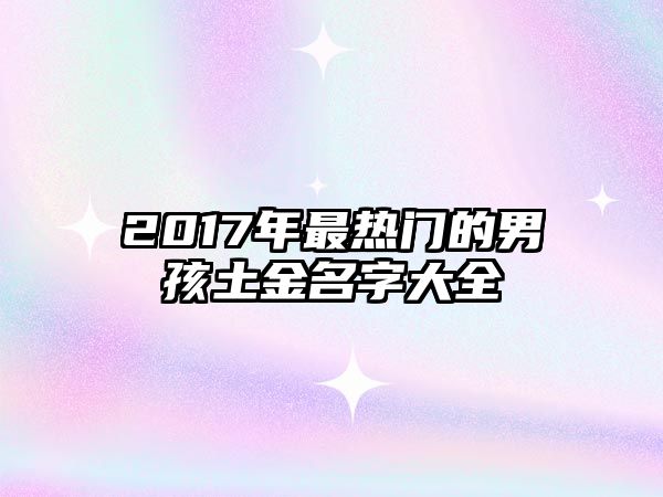 2017年最热门的男孩土金名字大全