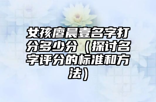 女孩廖晨壹名字打分多少分（探讨名字评分的标准和方法）