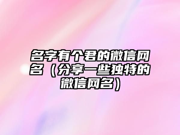 名字有个君的微信网名（分享一些独特的微信网名）