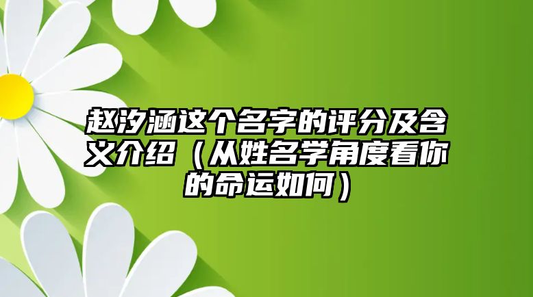 赵汐涵这个名字的评分及含义介绍（从姓名学角度看你的命运如何）