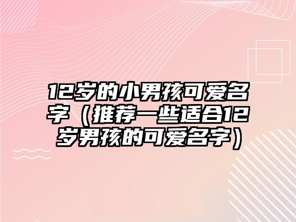 12岁的小男孩可爱名字（推荐一些适合12岁男孩的可爱名字）