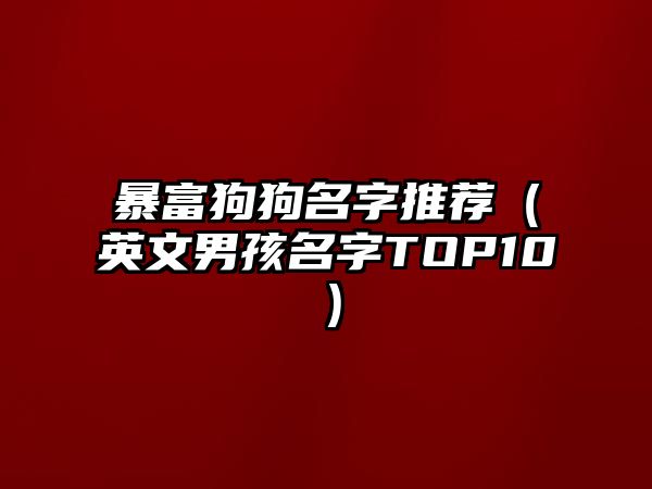 暴富狗狗名字推荐（英文男孩名字TOP10）