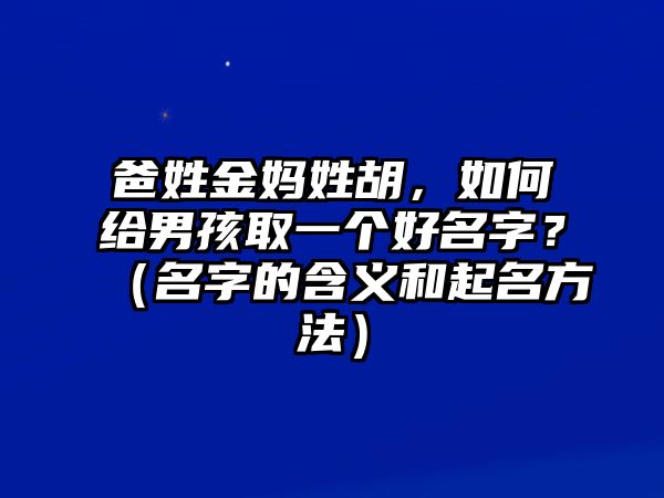 爸姓金妈姓胡，如何给男孩取一个好名字？（名字的含义和起名方法）