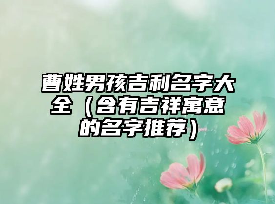 曹姓男孩吉利名字大全（含有吉祥寓意的名字推荐）