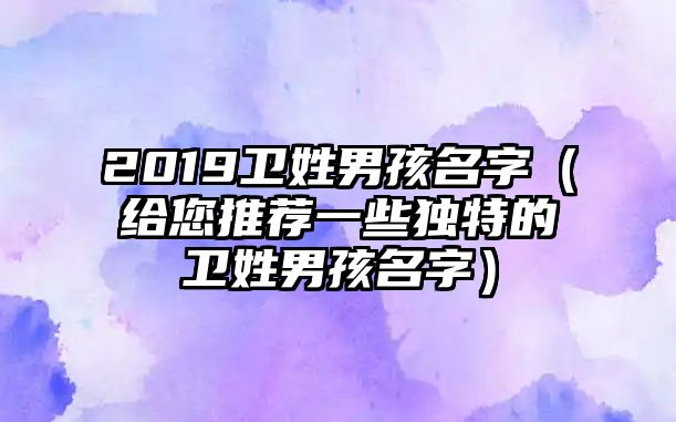 2019卫姓男孩名字（给您推荐一些独特的卫姓男孩名字）