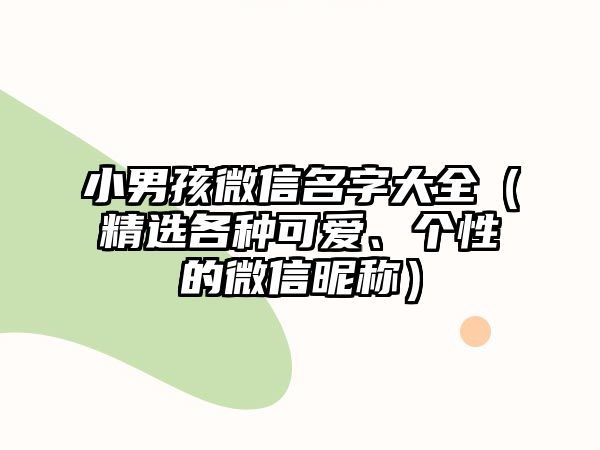 小男孩微信名字大全（精选各种可爱、个性的微信昵称）