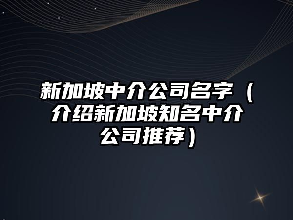 新加坡中介公司名字（介绍新加坡知名中介公司推荐）