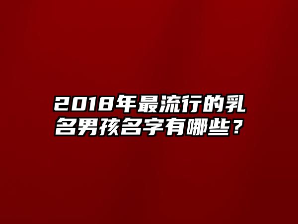 2018年最流行的乳名男孩名字有哪些？