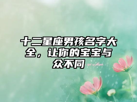 十二星座男孩名字大全，让你的宝宝与众不同