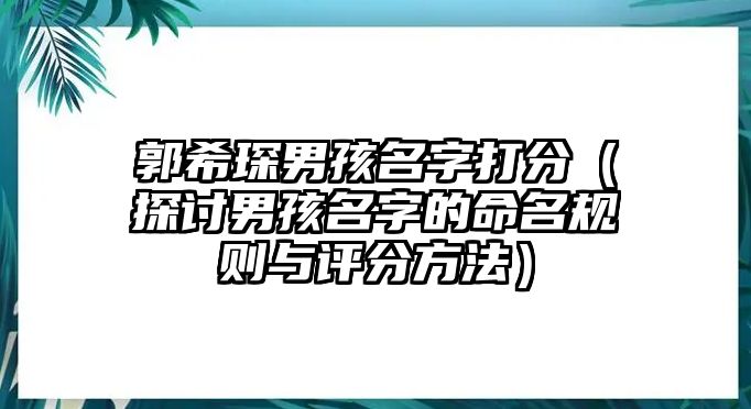 郭希琛男孩名字打分（探讨男孩名字的命名规则与评分方法）