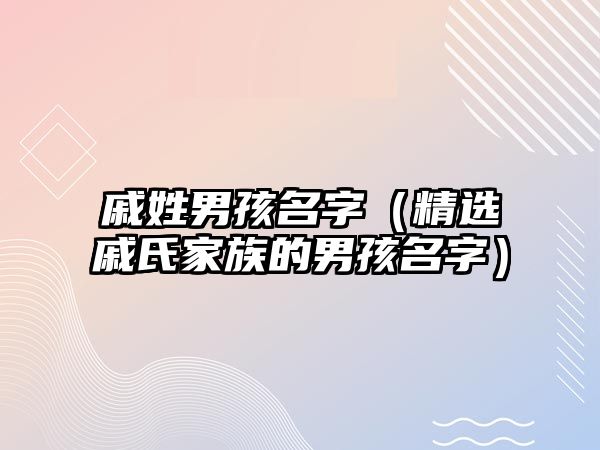 戚姓男孩名字（精选戚氏家族的男孩名字）