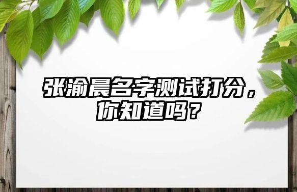 张渝晨名字测试打分，你知道吗？