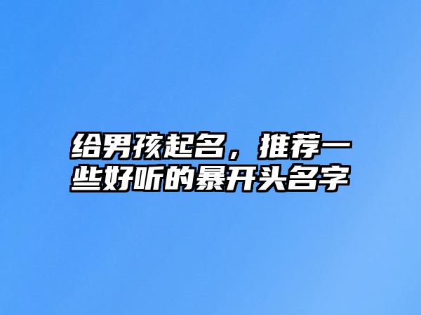 给男孩起名，推荐一些好听的暴开头名字