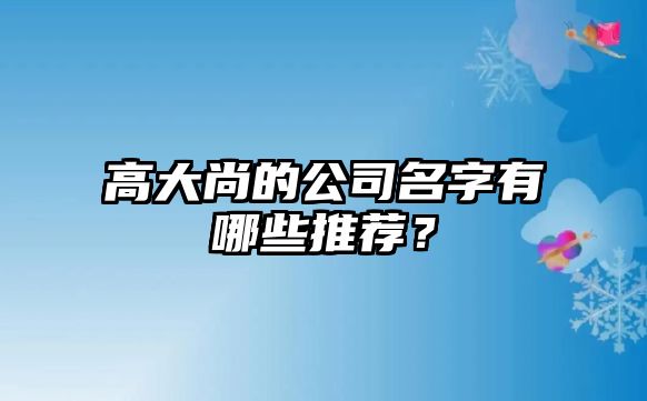 高大尚的公司名字有哪些推荐？