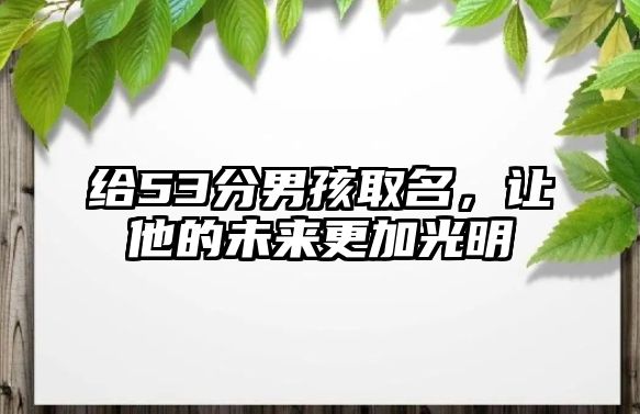 给53分男孩取名，让他的未来更加光明