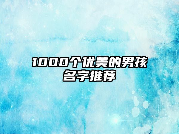 1000个优美的男孩名字推荐