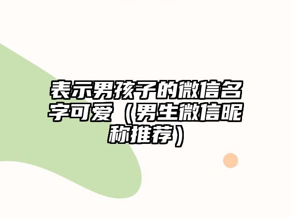 表示男孩子的微信名字可爱（男生微信昵称推荐）