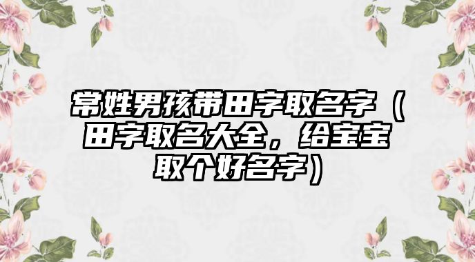 常姓男孩带田字取名字（田字取名大全，给宝宝取个好名字）