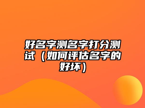 好名字测名字打分测试（如何评估名字的好坏）