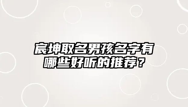 宸坤取名男孩名字有哪些好听的推荐？