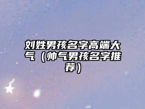 刘姓男孩名字高端大气（帅气男孩名字推荐）