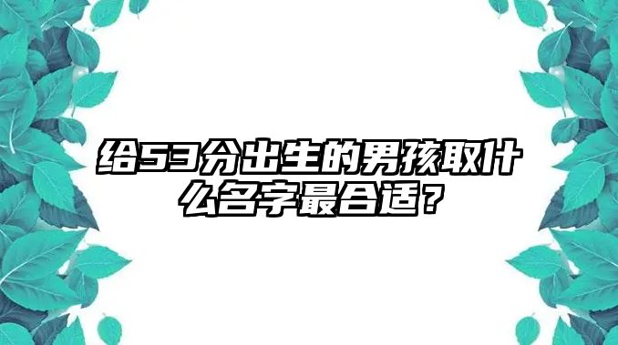 给53分出生的男孩取什么名字最合适？