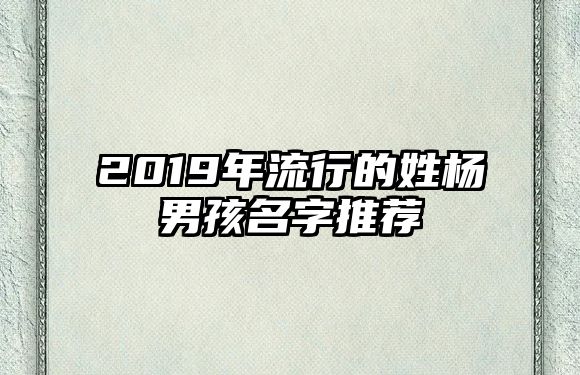 2019年流行的姓杨男孩名字推荐