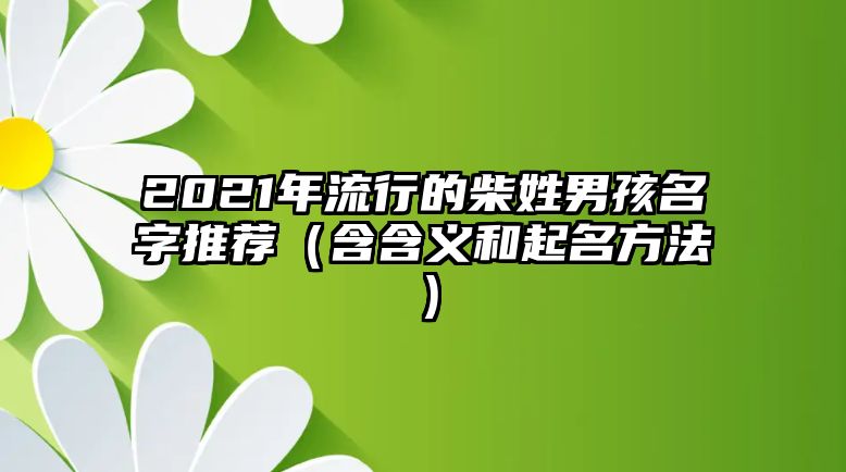 2021年流行的柴姓男孩名字推荐（含含义和起名方法）